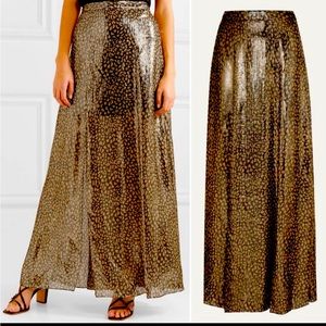 Alice + Olivia Athena Leopard-Print Silk Maxi Skirt. Brand New